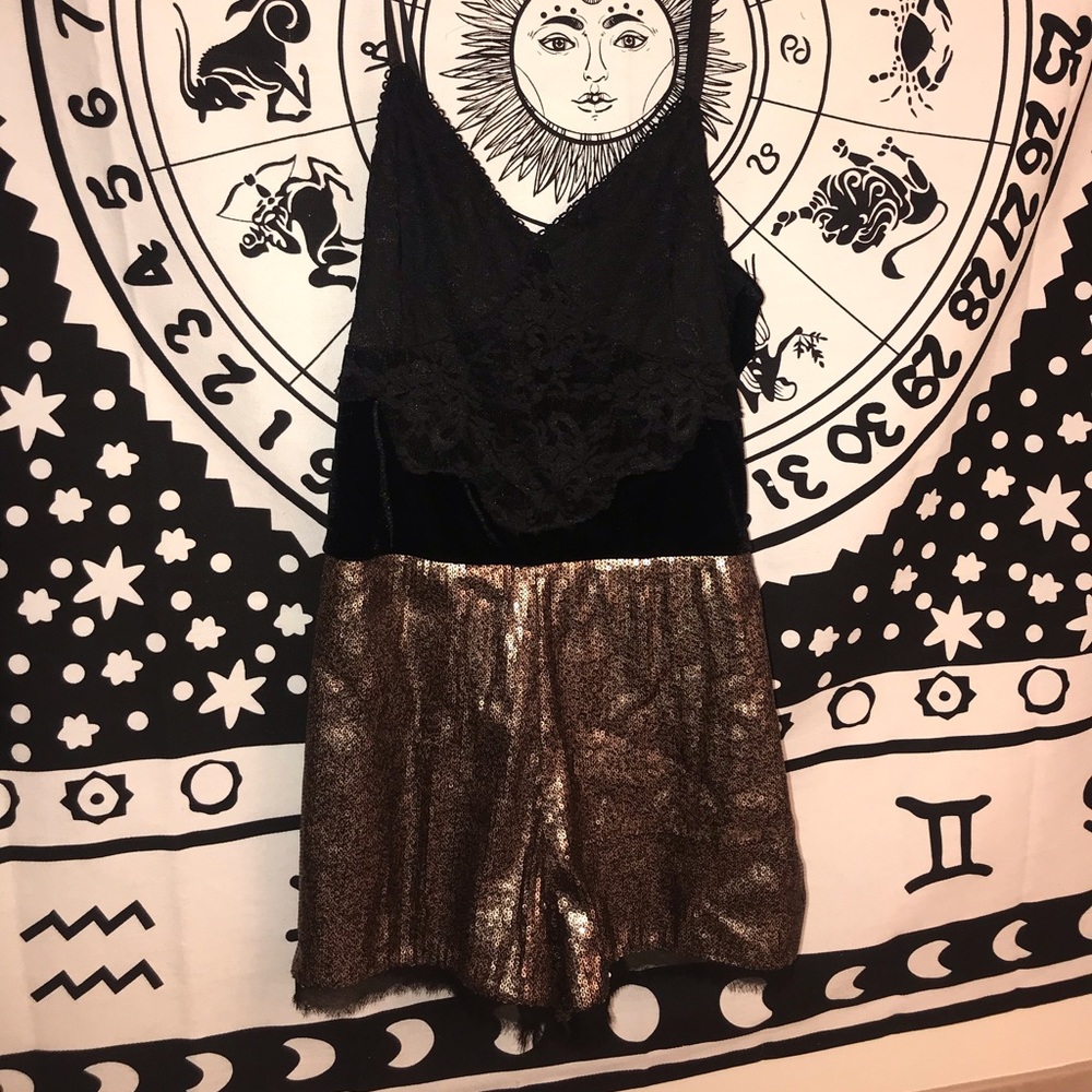 Black and gold romper